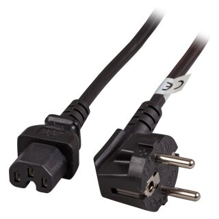 EFB Warmgerteleitung CEE 7/7 90 auf C15, schwarz, 3 m, 3 x 1,00 mm H05RN-F (Gummi)