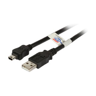 EFB USB2.0 Anschlusskabel A-Mini B (5polig), St.-St., 3,0m, schwarz, Premium