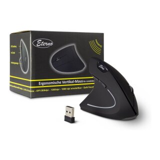 Inter-Tech AC KM-206L Maus Vertikal, ergonomisch für Linkshänder, 6 Tasten, Wireless