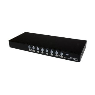 STARTECH.COM 16 Port 1HE USB VGA KVM Switch mit OSD zur Rack-Montage inkl. Kabeln - 16-fach Rackmount KVM Umschalter - Schwarz