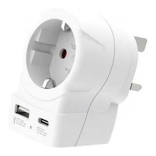 SKROSS Länderstecker Europe to UK USB AC20PD wei