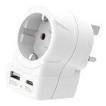 SKROSS Länderstecker Europe to UK USB AC20PD wei
