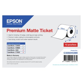 Epson Premium - Matte Etiketten - Rolle (10,2 cm x 50 m) - 1 Rolle(n) - für Epson TM-C3400-LT TM C3500