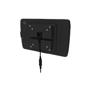 Zebra VESA Mount adapter. VESA (75/100). power supply connector. order separately power supply. DC cable.