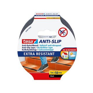 tesa Anti-Rutschband, 50 mm x 5,0 m, schwarz zur Rutschvermeidung, extrem raue und strapazierfhige - 1 Stck (55588-00000-11)