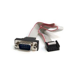 StarTech 16in 9 Pin Serial Male to 10 Pin Motherboard Header Panel Mount Cable