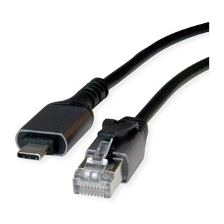 VALUE USB 3.2 Gen 2 Typ C zu Gigabit Ethernet Konverterkabel, schwarz, 1 m