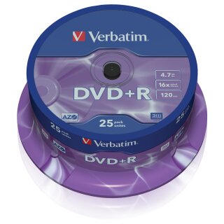 Verbatim - 25 x DVD+R - 4.7GB 16x - Spindel - Speichermedium (43500)