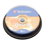 1x10 Verbatim DVD-R 4,7GB 16x Speed, matt silver Cakebox