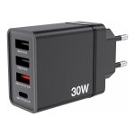 Verbatim Ladegert 30W, 1x USB-C , 3x USB-A (schwarz, PD...