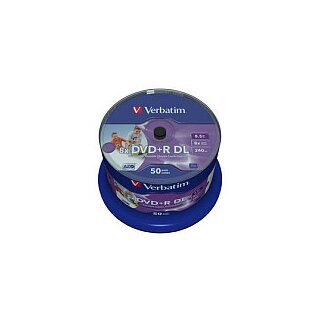 1x50 Verbatim DVD+R Double Layer 8x Speed, 8,5GB wide printable