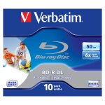 1x10 Verbatim BD-R Blu-Ray 50GB 6x Speed printable Jewel...