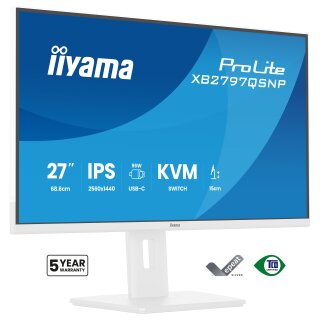 68,5cm/27" (2560x1440) iiyama ProLite XB2797QSNP-W1 16:9 QHD IPS 1ms 75Hz HDMI DisplayPort USB-C VESA Speaker White