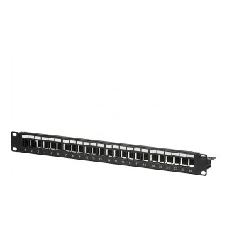 EFB EFB Verteilerfeld Patchpanel 48,26cm 19Zoll 1HE 24-Port schwarz ohne Keystone