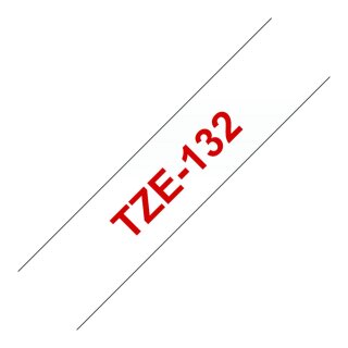 BROTHER P-Touch TZE-132 rot auf clear 12mm