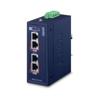 Planet IPOE-270-12V IP30 Industrial 2-Port Multi-gigabit 802.3bt PoE++ Injector