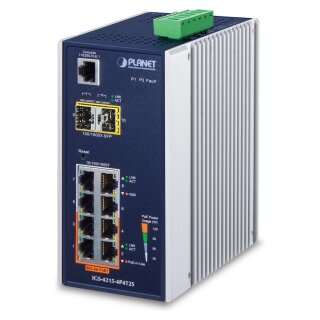 PLANET Industrial 4-Port 10/100/1000T 802.3at PoE + 4-Port