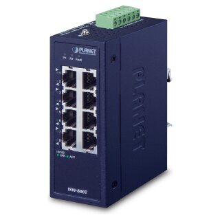 PLANET Industrial 8-Port 10/100TX Compact Ethernet Switch