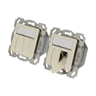 Datendose Cat.6A 500MHz oben/unten,Unterputz,2xRJ45,weiß