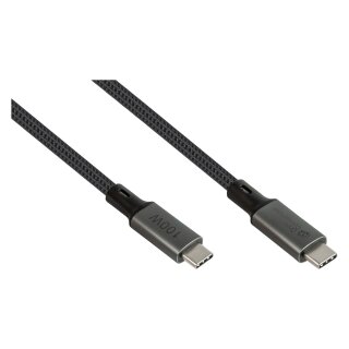 GoodConnections USB-C 4.0 (ST-ST) 1m Anschlusskabel Textilmantel 100W 8K 30Hz Anthrazit