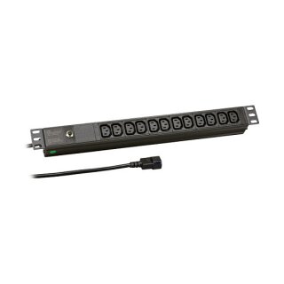 EFB 19" 1HE Steckdosenleiste für USV 12xC13, Zuleitung C14