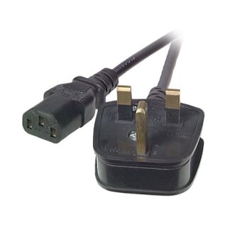 Netzleitung UK BS1363A-C13 180°,schwarz,3m,3x1.00mm