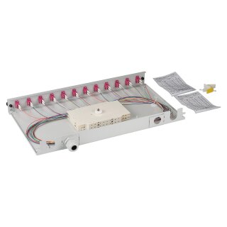 Spleißbox LC 50/125Á OM4 ausziehbar, 24Pigtails abgesetz