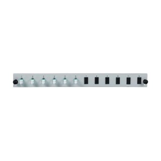 EFB Bestckte 12 Port Frontblende mit 6 x LC Duplex Kupplung OM3 vertikal, grau