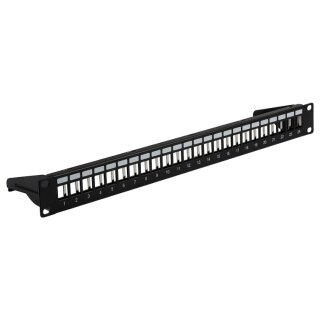 EFB Verteilerfeld 19" 1HE, 24-Port, Metall, klappbar schwarz RAL9005