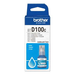 Brother BTD100C - 48.8 ml - mit hoher Kapazitt - Cyan - original - hngende Box - Nachflltinte - fr Brother DCP-T530DW, DCP-T730DW, MFC-T930DW