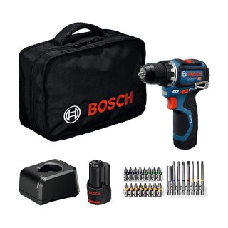 Powertools Akku-Bohrschrauber GSR 12V-32 Professional, 12Volt (blau/schwarz, 2x Li-Ionen Akku 2,0Ah, 24-teiliges Zubehr-Set, Werkzeugtasche)