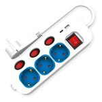 ROLINE 3-fach Steckdosenleiste mit Schalter, USB-Charger...