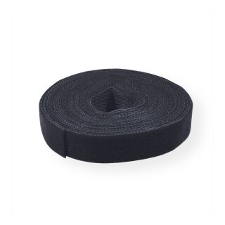 VALUE Klettband auf Rolle, 10mm, schwarz, 25 m