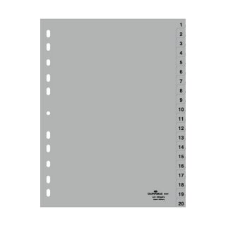 Zahlenregister A4 1-20 PP volldeckend grau