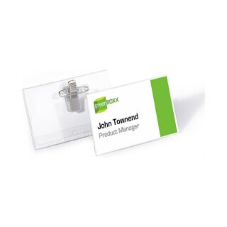 Namensschild m Kombiklemme 50er Pck transparent