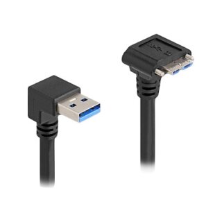 USB 5 Gbps Kabel USB Typ-A Stecker 90 nach unten gewinkelt zu USB Micro-B Stecker mit Schraubenabstand 18mm 90 nach