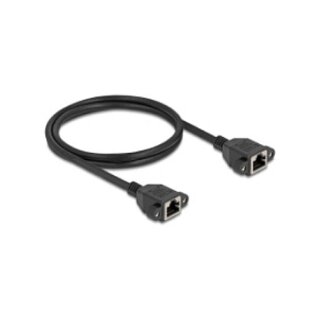 Delock Netzwerk Verlängerungskabel S/FTP RJ45 Buchse zu RJ45 Buchse Cat.6A flache Ausführung 1 m schwarz