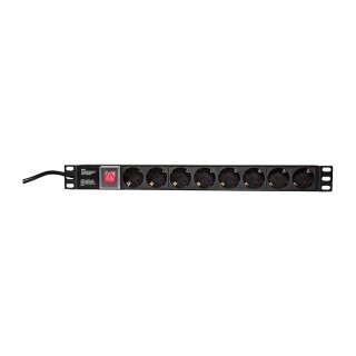 LogiLink 8-Fach Steckdosenleiste 19" 1HE mit 2m Anschlusskabel und Schalter