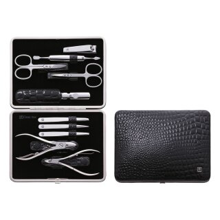 Manikre Pedikre Set 10tlg., Leder, schwarz