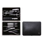 Manikre Pedikre Set 10tlg., Leder, schwarz