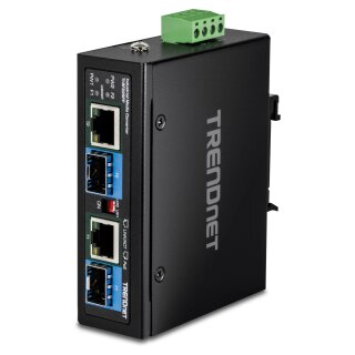 TRENDnet TI-BF22SFP Medien Konverter, 2-Port Industrial SFP zu Gigabit PoE++