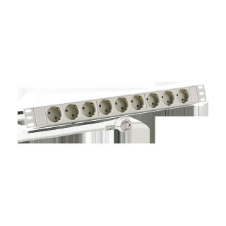 EFB 19 1HE Steckdosenleiste 9 x CEE 7/3 ohne Schalter im Aluprofil, grau