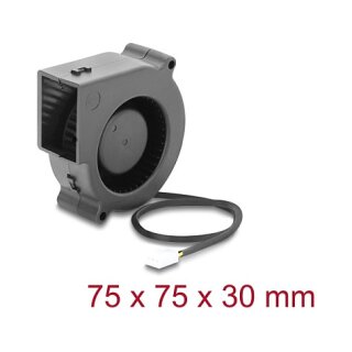 Radiallüfter / Lüftergebläse 12 V DC 75 x 75 x 30 mm mit 3-Pin Lüfteranschluss, schwarz