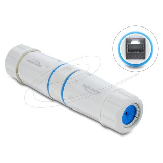 Kabelverbinder RJ45 Buchse zu RJ45 Buchse Cat.6A mit M23.5 x 1,5 mm Gewinde IP68 staub- und wasserdicht weiß