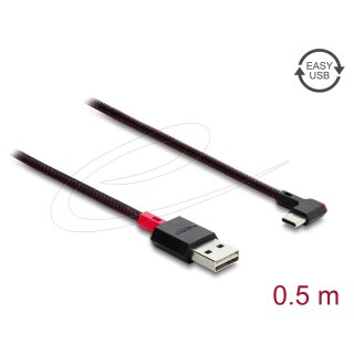 Delock EASY-USB 2.0 Kabel Typ-A Stecker zu USB Type-C™ Stecker gewinkelt links / rechts 0,5 m schwarz