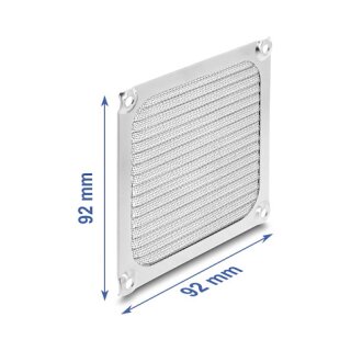 Lüftergitter 92 x 92 mm Aluminium – Lüfter Staubfilter mit Edelstahl-Filtergewebe