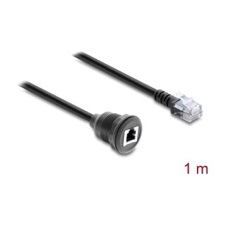 Kabel RJ12 Stecker zu RJ12 Buchse zum Einbau 1 m schwarz