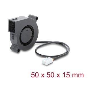 Delock Radiallüfter / Lüftergebläse 12 V DC 50 x 50 x 15 mm mit 3-Pin Lüfteranschluss, schwarz