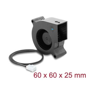 Delock Radiallüfter / Lüftergebläse 12 V DC 60 x 60 x 25 mm mit 3-Pin Lüfteranschluss, schwarz