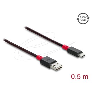 Delock EASY-USB 2.0 Kabel Typ-A Stecker zu USB Type-C™ Stecker 0,5 m schwarz